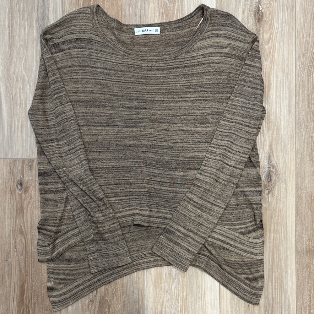 Zara Earthy Tone Striped Knit Top